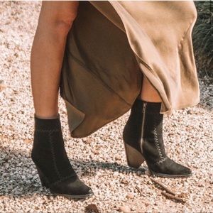 NWOT Spell Zephyr Patchwork Suede Ankle Boots, Black, Size 40